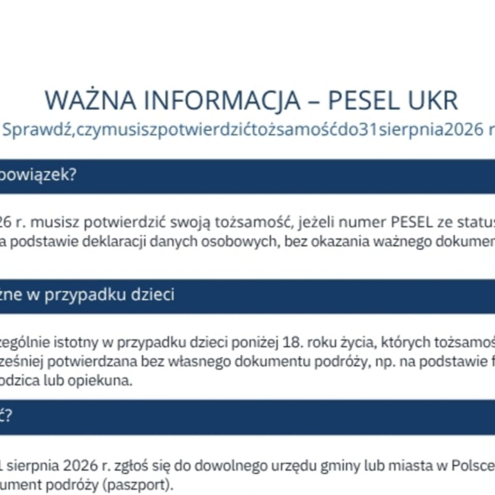 PESEL UKR: sprawdź, czy musisz potwierdzić tożsamość